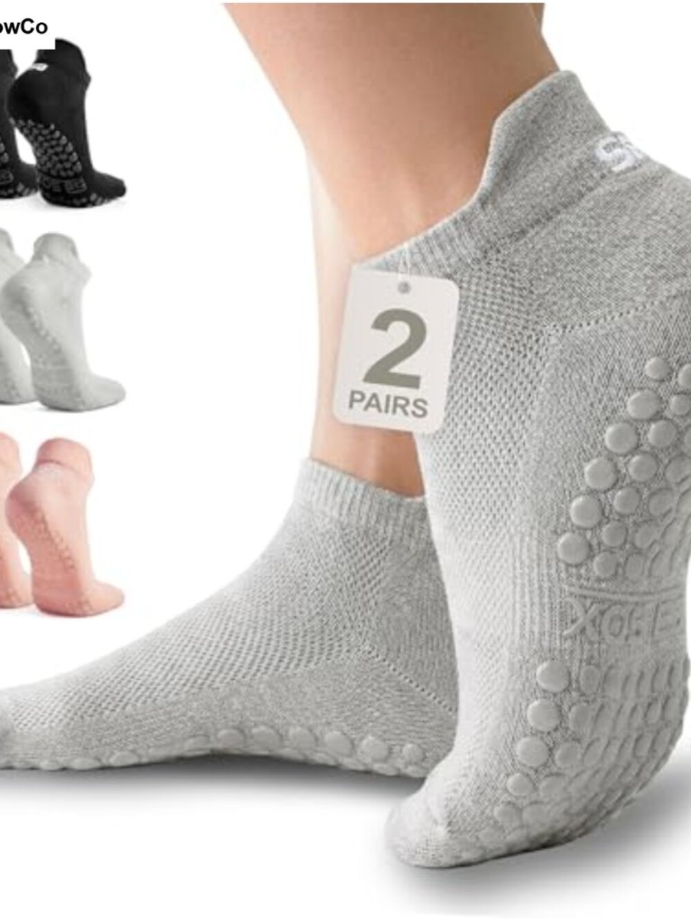 SB SOX Pilates Yoga Socks Non-Slip Grip Low Cut Women's One Size 2 Pair